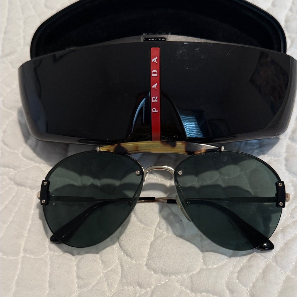 Prada Black and Gold Sunglasses